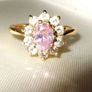 Vintage 9k Gold Hallmarked Pink/White Cluster Image 8