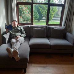 Grey L shaped sofa with matching 2 seater.