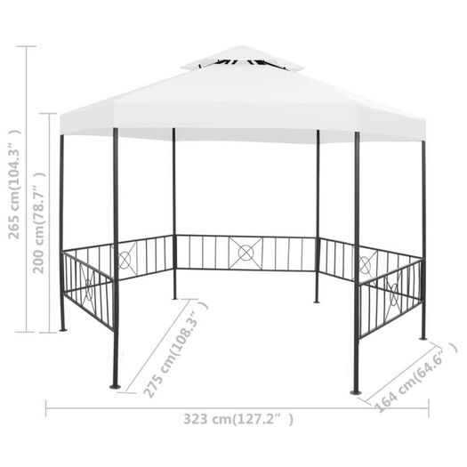 Garden Gazebo 323x275x265 cm White 180 g/sqm