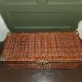 Mid Century Wicker and Rattan Storage Chest with Engraved Brass hardware Image 6