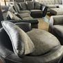 Black/grey corner sofa with matching chair Image 4