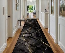 Marble Dark Style Welcome Long Runner Rug