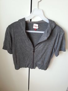 Grey Only Cropped Zip-Up