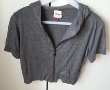 Grey Only Cropped Zip-Up