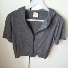 Grey Only Cropped Zip-Up