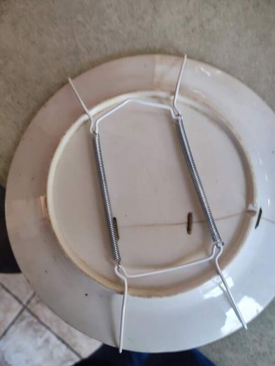 Lovely Very Old Bone China Hanging Plate Have Been Stapled..