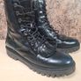 womens TOMMY HILFIGER ICONIC POLISHED LEATHER Boots black blue 8 eyelet lace up Size UK 6.5 EU 40 similar to dr martens Image 2