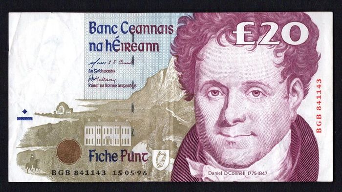 1996 Ireland IR20 Daniel O Connell Banknote Series C. Note issued 15/05/96. Serial number BBGB842243