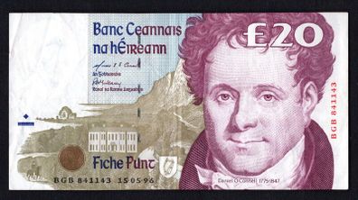 1996 Ireland IR20 Daniel O Connell Banknote Series C. Note issued 15/05/96. Serial number BBGB842243