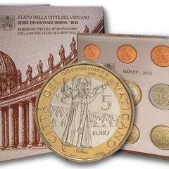 Vatican Brilliant Uncirculated Euro Coin 2025 - Includes 5 Euro Bimetallic Coin 20th Anniv Death of Saint John Paul II