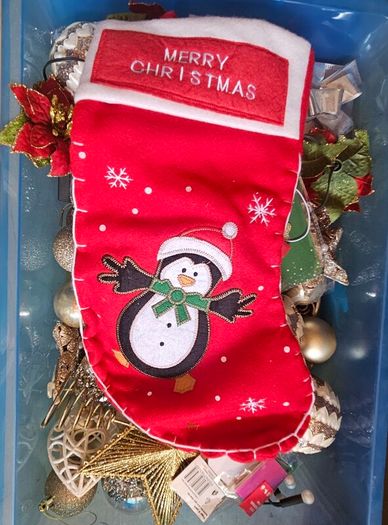 Black Sack of Christmas Decorations