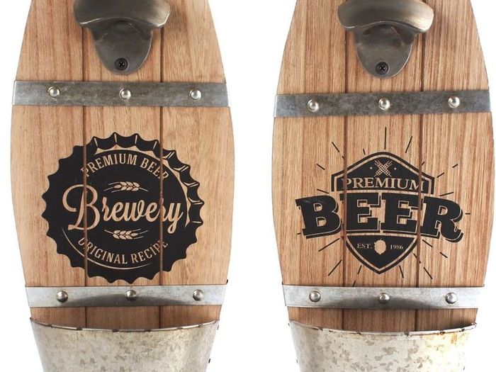 Wooden Wall Mounted Beer Barrel Keg Bottle Opener With Cap Catcher Home Bar Accessory Design Vary