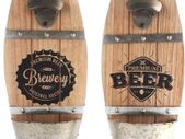 Wooden Wall Mounted Beer Barrel Keg Bottle Opener With Cap Catcher Home Bar Accessory Design Vary
