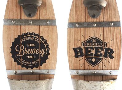 Wooden Wall Mounted Beer Barrel Keg Bottle Opener With Cap Catcher Home Bar Accessory Design Vary