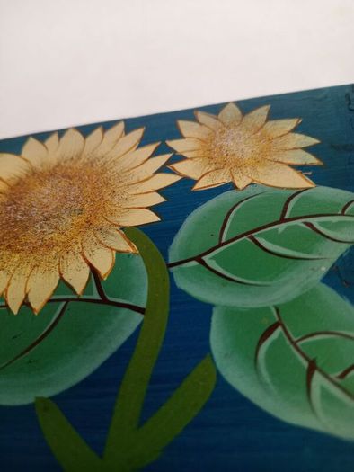 Vintage Hand Painted Wooden Box with Drawer