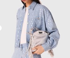 Maje Rhinestone Denim Shirt - Size 2