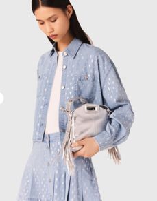 Maje Rhinestone Denim Shirt - Size 2