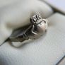 Vintage Rolled Gold Claddagh Ring - silver tone, size O Image 3