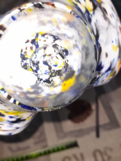 Rare 1960s Handmade Murano Style End of Day Splatter Glass Fish Ashtray Vase