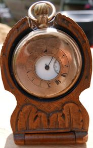 Awesome 19th Century  Black Forest Carved Wood Pocket Watch Display Pocket Watch Box / Stand