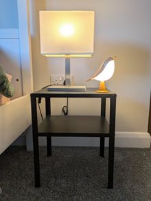 night stand and table lamp