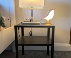 night stand and table lamp