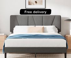 Maya Double Upholstered Bed Frame with Headboard (135 x 190 cm)