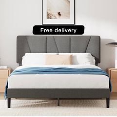 Maya Double Upholstered Bed Frame with Headboard (135 x 190 cm)