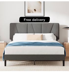 Maya Double Upholstered Bed Frame with Headboard (135 x 190 cm)