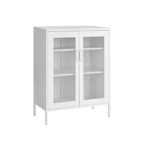 Multipurpose Cabinet with Grid Doors, Filing Cabinet, Storage Cabinet, 3 Levels, Each Shelf Holds up to 25 kg, for Kitchen, Hallway, Living Room,