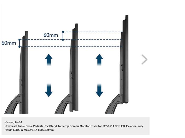 Universal Table Desk Pedestal TV Stand Tabletop Screen Monitor Riser for 22"-65" LCD/LED TVs-Securely Holds 50KG & Max.VESA 800x400mm