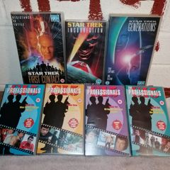 Select of vhs tapes for sale.  35 children's mixed, 21 adult mixed, 3 star trek, 4 volumes of the professionals tv show and 6 manunited, will sell all together or separate