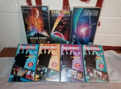 Select of vhs tapes for sale.  35 children's mixed, 21 adult mixed, 3 star trek, 4 volumes of the professionals tv show and 6 manunited, will sell all together or separate
