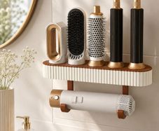Wall-Mounted Hair Styling Tool Organiser  Hair Dryer & Attachment Holder