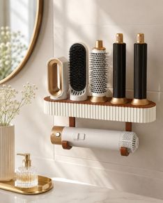 Wall-Mounted Hair Styling Tool Organiser  Hair Dryer & Attachment Holder