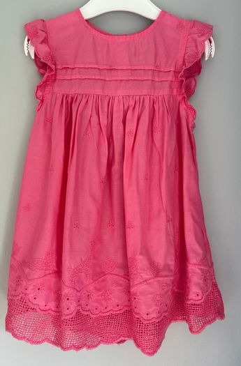 Next Pink dress with cut work detail Age 3-4 EUC