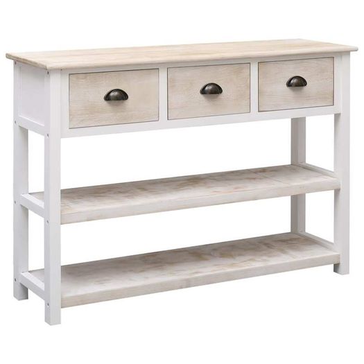 Sideboard Natural and White 115x30x76 cm Wood