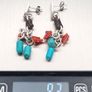 Vintage 925 Sterling Silver Turquoise & Carnelian Stud Earrings Image 9