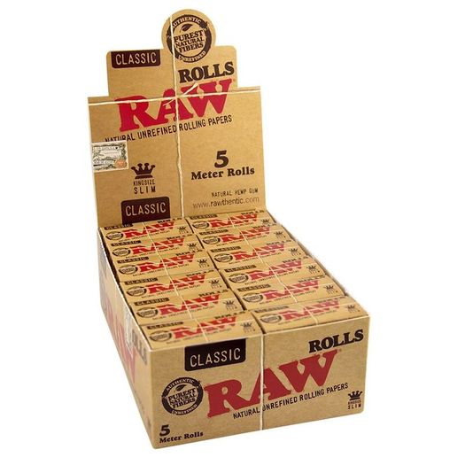 RAW Classic Rolls Slim 5 Meter Length Unbleached Rolling Papers