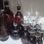Stunning 15-Piece Vintage Ruby Red Cut-to-Clear Crystal Glassware Set - Bohemian / Egermann Style Image 3