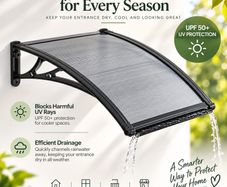 Polycarbonate Door Canopy 61 x 60cm Smoke Grey Front Door & Window Awning