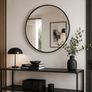 Black Round Wall Mirror 76 cm Modern Bathroom Mirror Aluminium Frame Vanity Hallway Bedroom Living Room Image 5