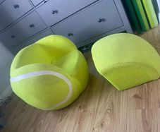 Kids tennis ball shaped chair and foot rest