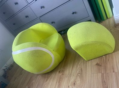 Kids tennis ball shaped chair and foot rest