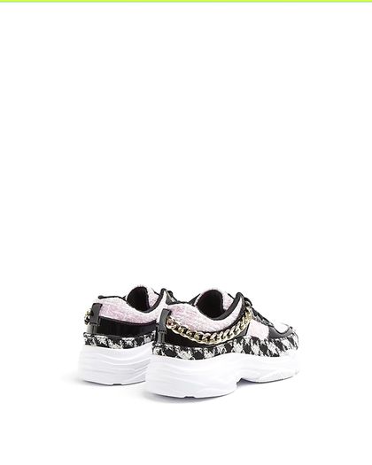 River Island Girls Black Boucle Chain Trainers size 5