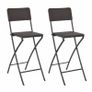 Folding Bar Chairs 2 pcs HDPE and Steel Brown Rattan Look Image 5