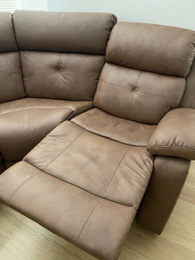 Brand New Brown Fabric Corner Recliner Sofa