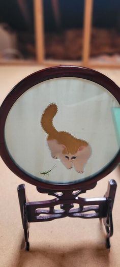 Vintage Double-Sided Suzhou  Silk table Screen in original box