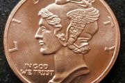 Copper 1 avdp oz Liberty Mercury Dime