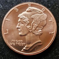 Copper 1 avdp oz Liberty Mercury Dime